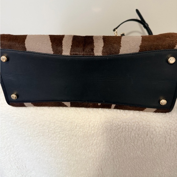 Coach Zebra Print Satchel in Brown and Black - Picture 3 of 14